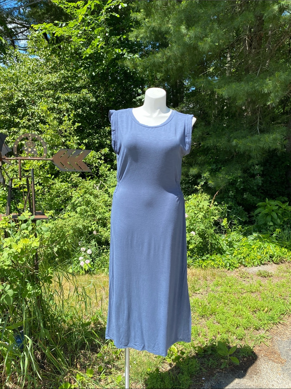 WHBM Jersey material gathered waist maxi in grayish blue sz XL